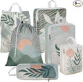 6 Pcs Compression Packing Cubes Waterproof Suitcase Travel Bag Luggage Backpack Organizer Travel Cubes for Packing-Bohemian