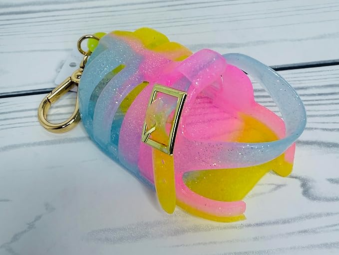 Bath and Body Works Yellow, Blue, Pink Jelly Shoe Pocketbac Hand Sanitzer Holder