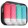 100 ml Silicone Travel Bottles for Toiletries with Labels/Clear Bag, Holiday Travel Essentials Leakproof Refillable Squeeze Travel Size Containers Set for Shampoo and Conditioner