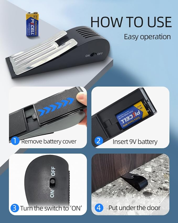 Portable Door Stopper Security Alarm with 120 dB Siren, Door Stopper for Travel/Home/Apartment/Hotel