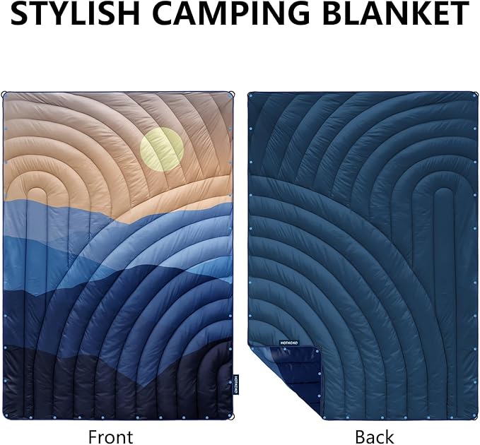 Camping Blanket,Lightweight Puffy Printed Camping Blanket Packable Outdoor Blanket for Camping,Traveling, Stadium, Hiking, Picnics