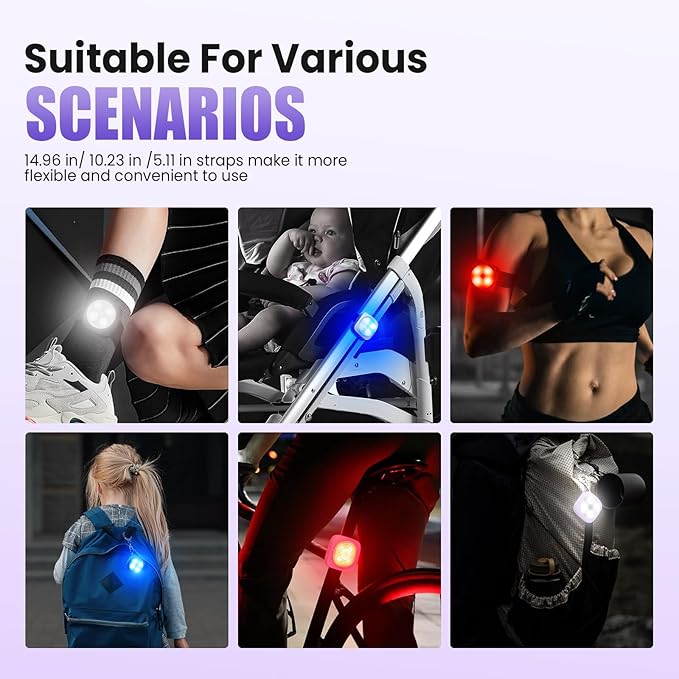 Elecpow Personal Safety Alarm for Women with 3 Adjustable Straps for Running/Biking/Walking,Loud 130DB Siren 3 Colors LED Safety Lights Rechargeable Taillight Clip On Reflective Running Gear