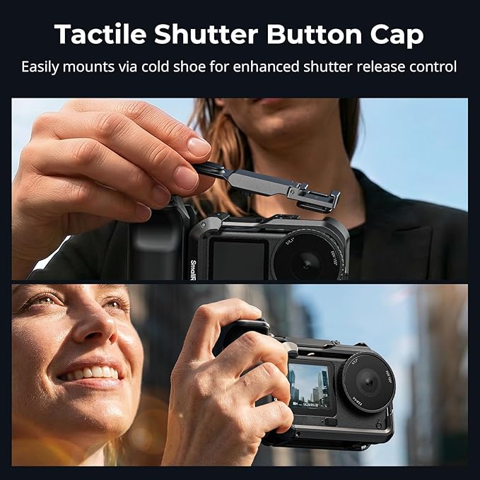 SMALLRIG Handle Grip Kit for DJI Osmo Action 6 with Metal Cage, Street Photography Grip for DJI, Action 6 Cage with Shutter Button, Cold Shoe, Wrist Strap, Lens Cover, 1/4 Threaded Hole - 6037