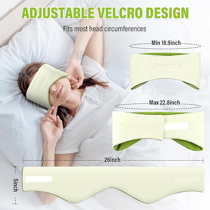 Sleep Mask, Eye Mask for Sleeping with Heads Adjustable, Earmuffs for Sleep for Men & Women, 2 in 1 Ear Mask and Blindfold, Soft Dual-Sided All-Season Eye Cover for Side Sleepers (Green)