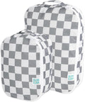 Bumkins Packing Cubes for Travel Bag, Organize Luggage with Compression Bags, Essential Traveling Accessories to Pack Carry On Suitcase, Must for Clothes or Toiletries, Set of 2 Sizes, Gray Check