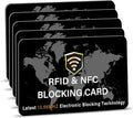 SaiTech IT 5 Pack RFID Blocking Card, Slim Protector for Entire Wallet, Purse, and Debit Credit Cards from NFC Contactless Theft for Men & Women - World Map Black
