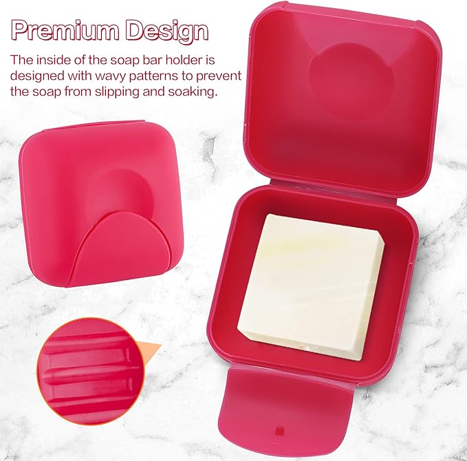 2 Pcs Small Size Plastic Soap Case Holder Container Box Home Outdoor Hiking Camping Travel,2.75 * 2.75 * 1.65 inch Rose