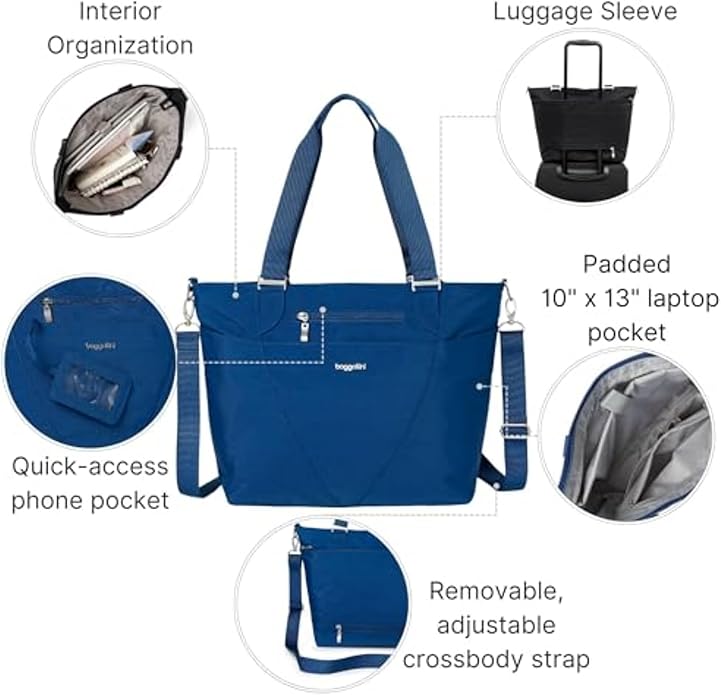 Baggallini Avenue Tote - 12x18 Laptop Tote Bag for Women - Lightweight Work Travel Carry On Bag