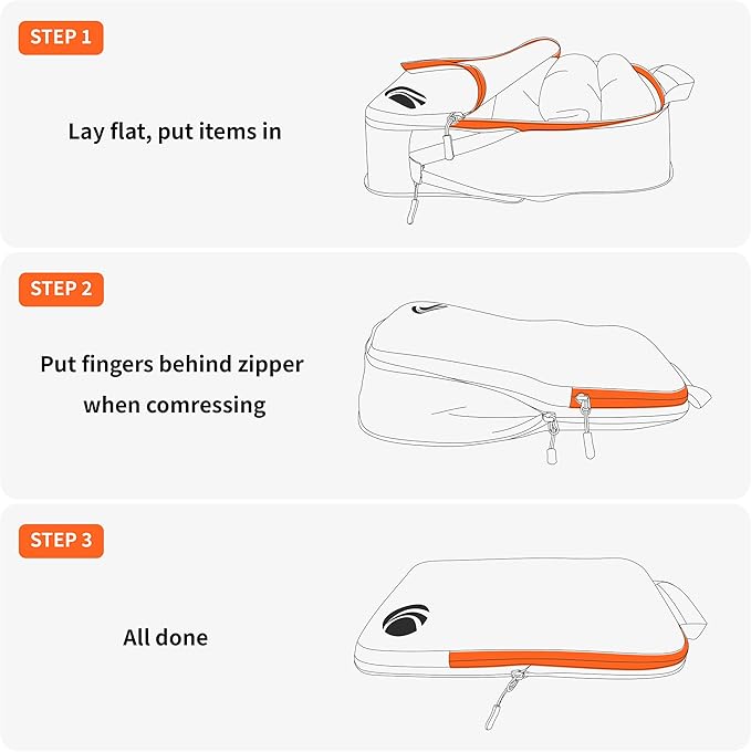 Cipway - 5 Set Compression Packing Cubes for Travel, Ultralight Packing Organizers for Luggage Suitcase & Backpack (Grey), L