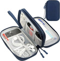 CAAORDKSO Electronic Bag Travel Cable Accessories Bag Waterproof Double Layer Electronics Organizer Portable Storage Case for Cable, USB, Cord, Charger, Phone, Power Bank, Earphone (Navy Blue, Large)
