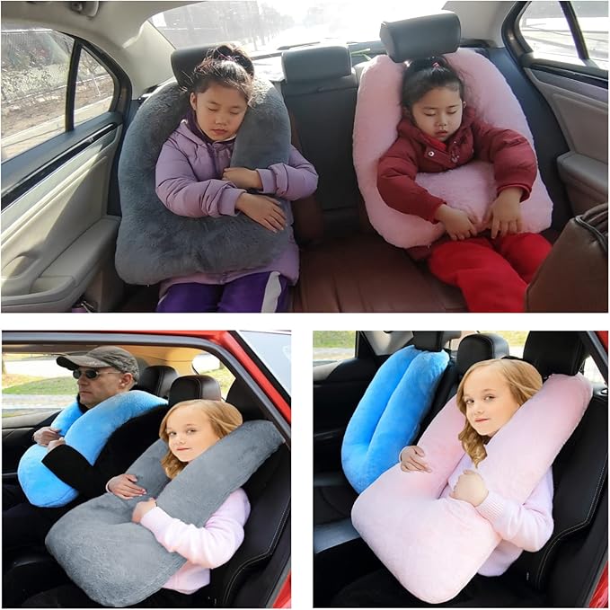 FHSGGP Travel Pillow Car Pillow Kid Car Sleeping The Sleeping Aid for Adults and Kids on Road Trips Kids Travel Pillow Gray