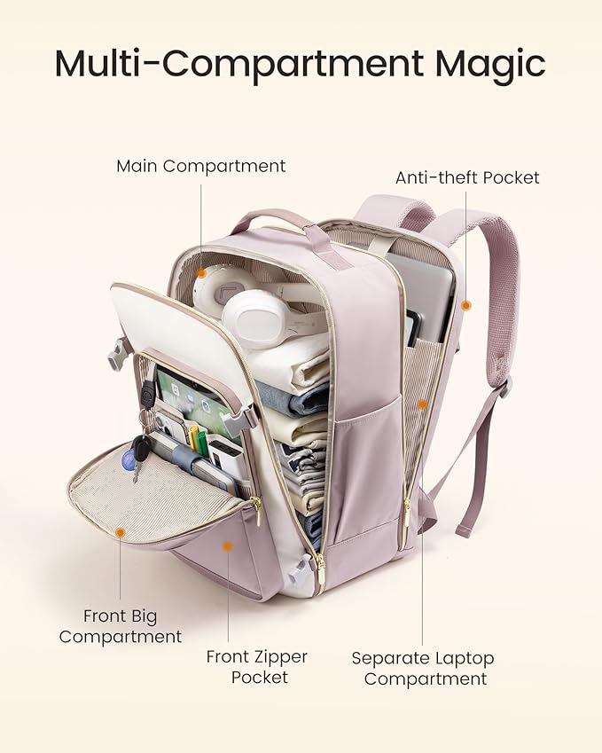 LOVEVOOK Large Travel Backpack for Women & Men, 40L Carry on Backpack for Airplanes, TSA Personal Item Travel Bag fits 17" Laptop, Waterproof Travel Essentials Airline Approved with 3 Packing Cubes