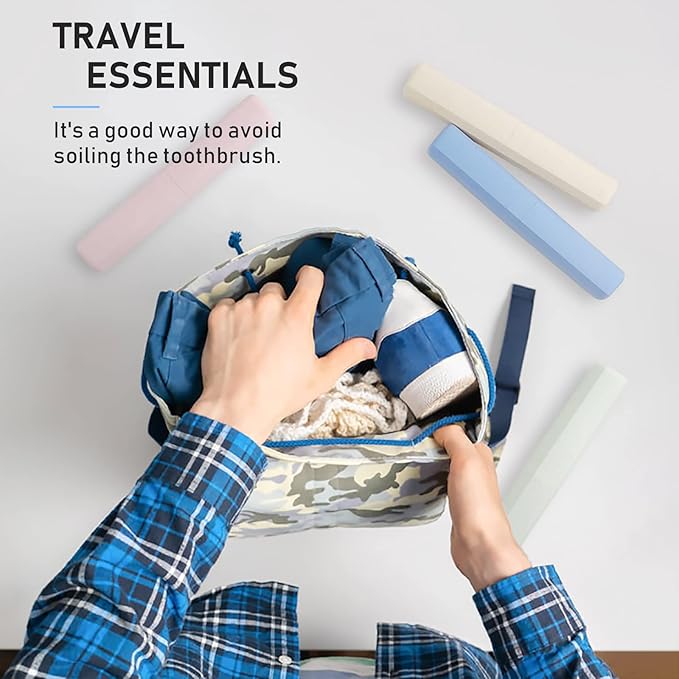 Mulbozy 4 Packs Portable Travel Toothbrush Case, Breathable Plastic Toothbrush Holder for Home, Travel, Business, Camping, School