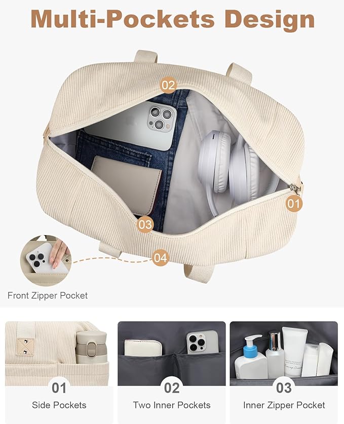 Pritent Travel Duffle Bag, Waterproof Weekender Overnight Hospital Bags for Women Men with Toiletry Bag Lightweight Carry on Personal Item Duffle Gym Bag for Travel, Airplanes, Sports