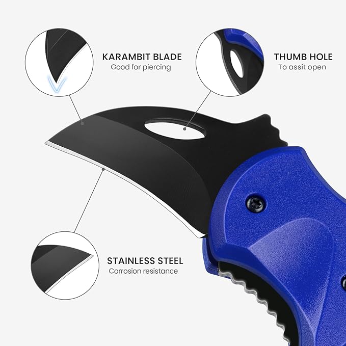 FUNBRO Small Pocket Knife for Men, Cool Folding Knife Box Cutter with 1.34 inch Sharp Blade, EDC Knives Tool for Everyday Carry, Great Gift for Men (Klein Blue)