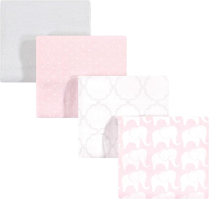 Hudson Baby Unisex Baby Cotton Flannel Receiving Blankets, Girl Elephant, One Size