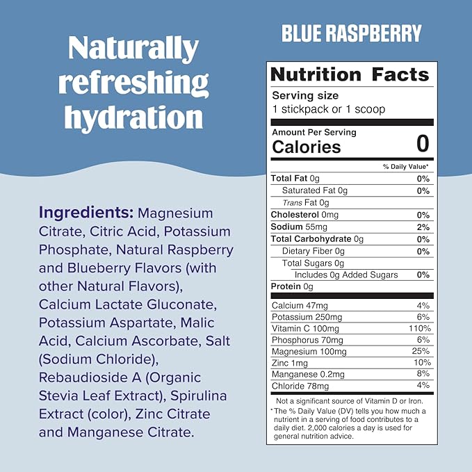 Ultima Replenisher Daily Electrolyte Powder – Blue Raspberry, 20 Stickpacks – Zero Sugar Hydration Packets with 6 Electrolytes and Minerals – Sugar Free, Plant Based & Keto Friendly Drink Mix | Daily Electrolyte, Hydration Packets, 6 Electrolytes, Trac...