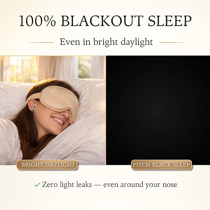 Anemone Sleep Mask for Women – Zero Pressure Fit, Ultra Soft Lycra, 100% Blackout Eye Cups, Memory Foam Earplugs + Travel Pouch Included