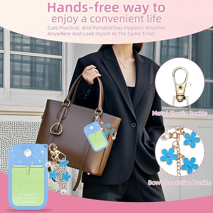 Silicone Case Compatible with Touchland Hand Sanitizer Spray Mist 1 oz with Flower keychain