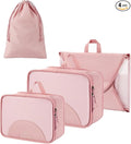 BAGSMART Garment Folder Packing Cubes for Travel, 4 Set Lightweight Travel Cubes for Wrinkle Free, Durable Suitcase Organizers Bag Set for Travel Essentials Baby Pink