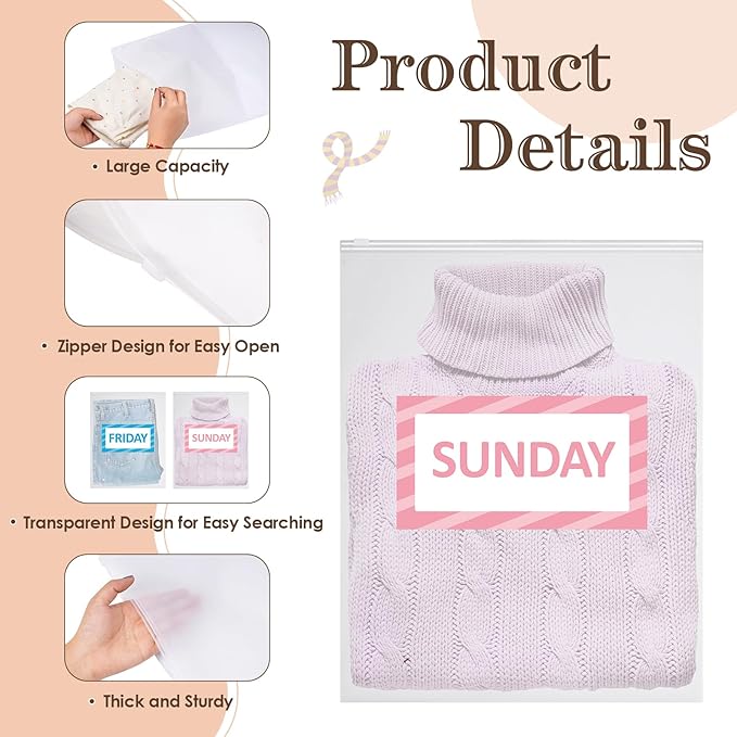 Packing Cubes Kids and Baby Travel Organizer Pouches, Suitcases and Luggage Travel Bags for Boys and Girls Summer Camp, Cruise, and Family Vacations, Days of Week