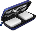 iMangoo Travel Essential Electronics Organizer Pouch Charger Case, Shockproof Dual Zipper Power Bank Cables Tech Accessories Purse, Men & Women Travel Must Have Storage Bag, 8.5x4.5x2 inch Dark Blue