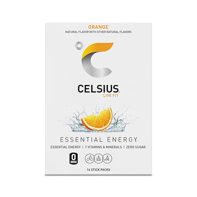 CELSIUS On The Go Orange, Sugar Free Energy Drink Mix (14 Sticks per Pack)