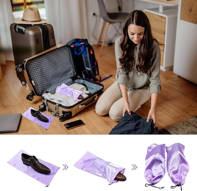 GONGKANGYUAN 20 Pack Satin Shoe Bags for Travel, Drawstring Shoe Storage Bags for Men and Women, Dustproof Moisture-Proof Shoe Pouches for Packing & Organizing Shoes