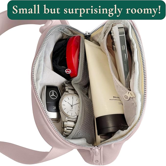 Anti-Theft Fanny Pack for Women & Men, Lightweight Secure Crossbody Waist Bag with Anti-Slip Adjustable Strap for Travel, Hiking, Running, Water-Resistant Belt Bag, Everyday Essentials Organizer Pink