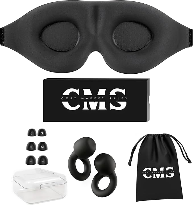 Unisex Sleep Mask - Plus A Pair of Sleep Plugs, Light and Sound Blocking, Soft and Comfortable, The Best Sleep Mask.
