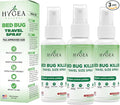 Hygea Natural Lice, Mite, and Bed Bug Killer Travel Spray - TSA Approved 3 oz Size Bottles - Child & Pet Friendly - Stain & Odor Free - for Hotels, Suitcase, Backpack, Shoes - Bed Bug Spray (3 Pack)