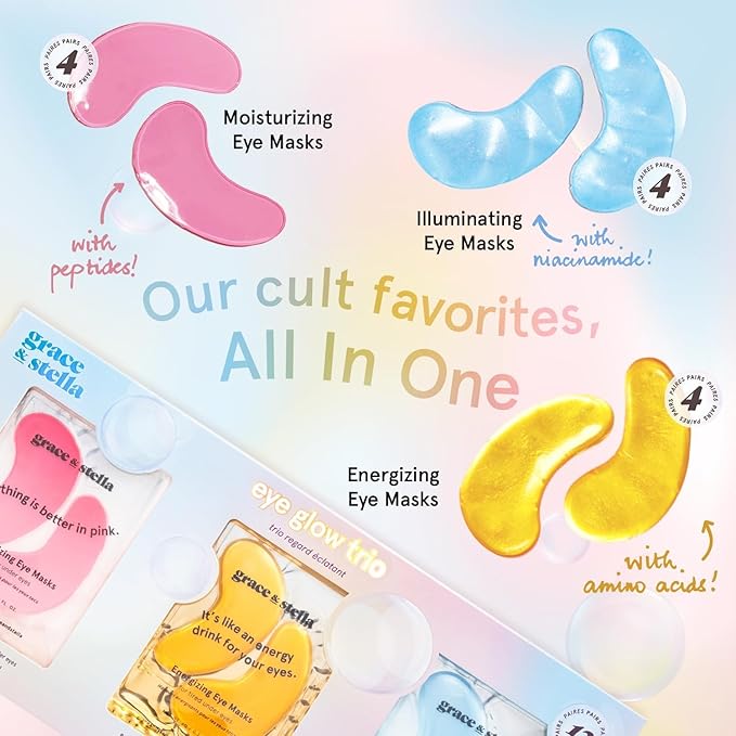 grace & stella Under Eye Patches (12 pairs) Eye Masks for Puffy Eyes and Dark Circles - Graduation Gifts for Teens, Birthdays, Bachelorette Party Favors, Self Care Gifts for Women - Vegan Cruelty-Free