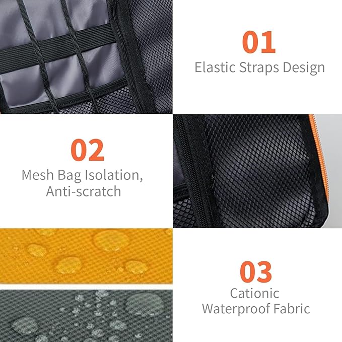 Lcsmaokin Electronics Travel Organizer,Portable Waterproof Electronic Travel Storage Bag for Small Charging Cord Storage,Charger,SD Card etc,for Travel,Business-Blue Black