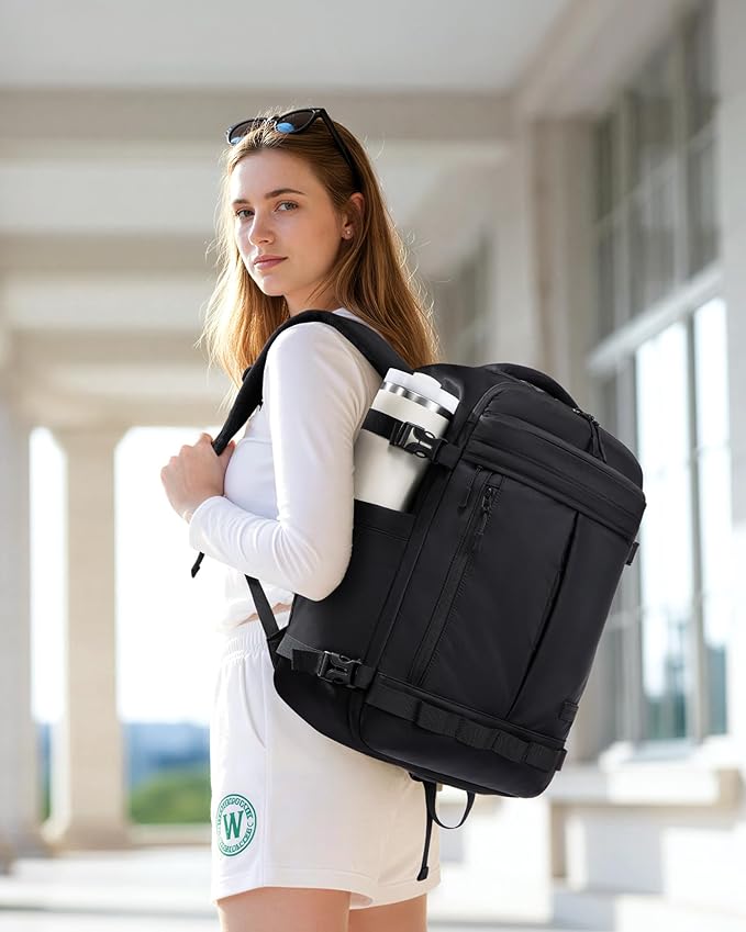 LOVEVOOK 50L Travel Backpack for Women Men, Airline Approved Carry On Luggage with 3 Cubes Accessories, TSA Personal Item Travel Cruise Essentials, Waterproof Weekender Overnight Bags fits 17" Laptop