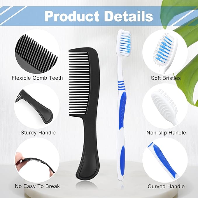 Pack of 5 Hygiene Kit, Hygiene Kit Bulk, Individually Packed, Travel Hygiene Kit with Toothbrush, Toothpaste, Comb, Shampoo, Soap and Floss Picks, Home, Suitable for Hotel, Camping, Travel