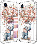 Compatible with iPhone 17 Air Case Card Holder for Women Cute Design,Wallet Phone Cases Transparent Cool Kawaii Protective (Clear Elephant Creating Flowers)
