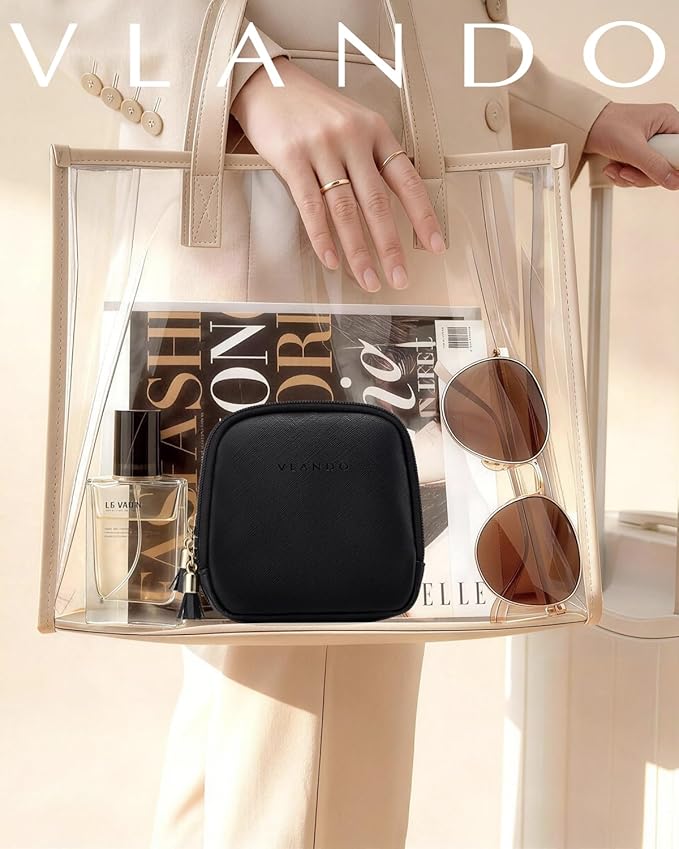VLANDO Travel Jewelry Case,2-Layer Jewelry Organizer for Travel,Mothers Day Mom Gifts,Multi-Compartment Jewelry Storage for Rings Earrings Necklaces Bracelets-Black