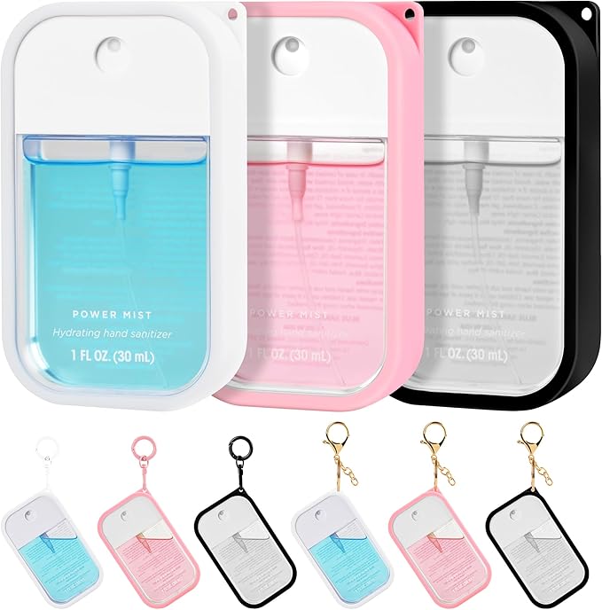 Silicone Case Compatible with Touchland Hand Sanitizer Spray (Fit for 1 FL OZ/30 mL), Protective Case with Keychain