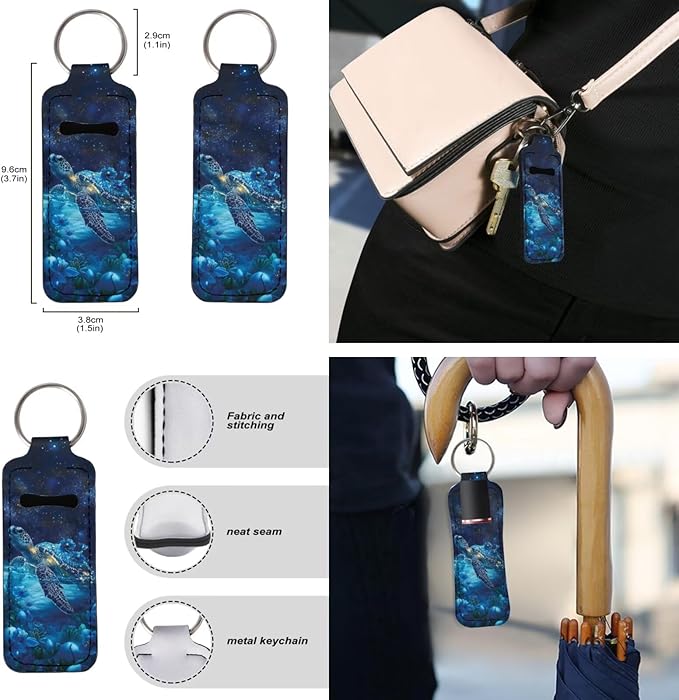 Suobstales 3Pcs Travel Bottles Keychain Holder Set,Travel Bottle Sleeves+Neoprene Chapstick Holders+Lanyard Keychain