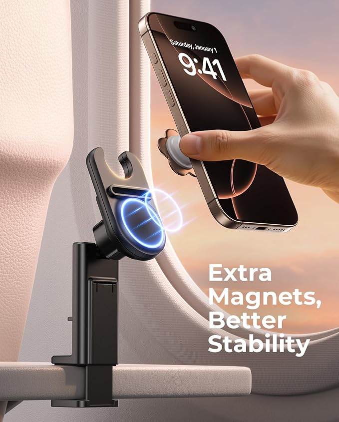 Airplane Travel Essentials Socket Phone Grips Mount Works with PopSockets, Travel Must Haves Socket Phone Holder for Pop Socket, Airplane Phone Grips Holder fits All Socket Grips - Black