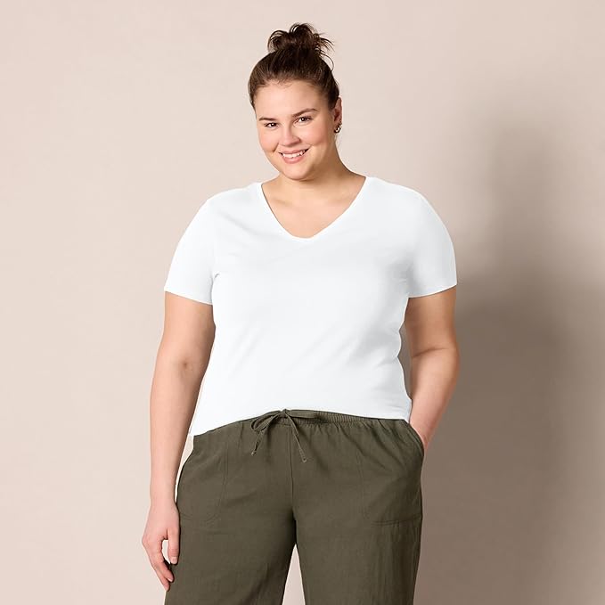 Amazon Essentials Women's Regular-Fit Short-Sleeve T-Shirt (Crewneck and V-Neck Options), Multipacks