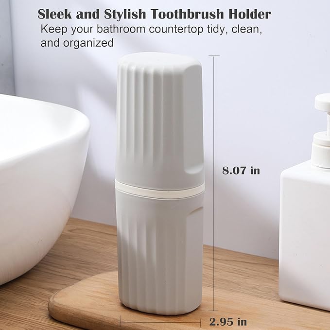 Toothbrush Travel Case, 2 in 1 Compact Travel Toothbrush Holder with Mouthwash Cup, Portable Toothbrush and Toothpaste Travel Case for Camping, Business Trip, School, Bathroom