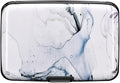 ELFISH RFID Blocking Credit Card Protector Aluminum ID Case Hard Shell Business Card Holders Metal Wallet for Men or Women (Graywhite Marble)