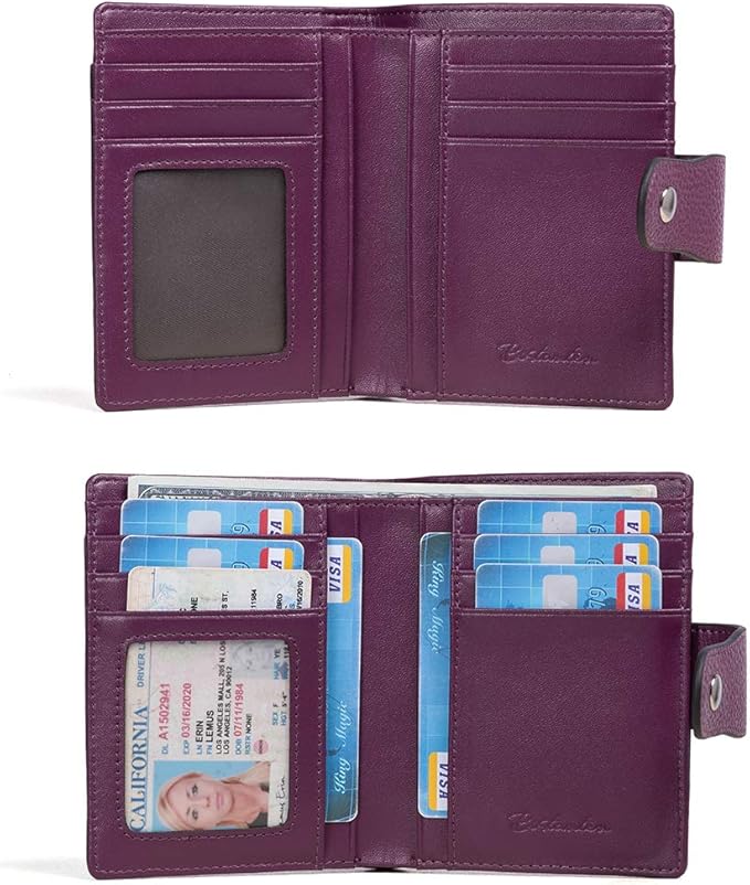 BOSTANTEN Women Leather Wallet RFID Blocking Small Bifold Zipper Pocket Wallet Card Case Purse with ID Window