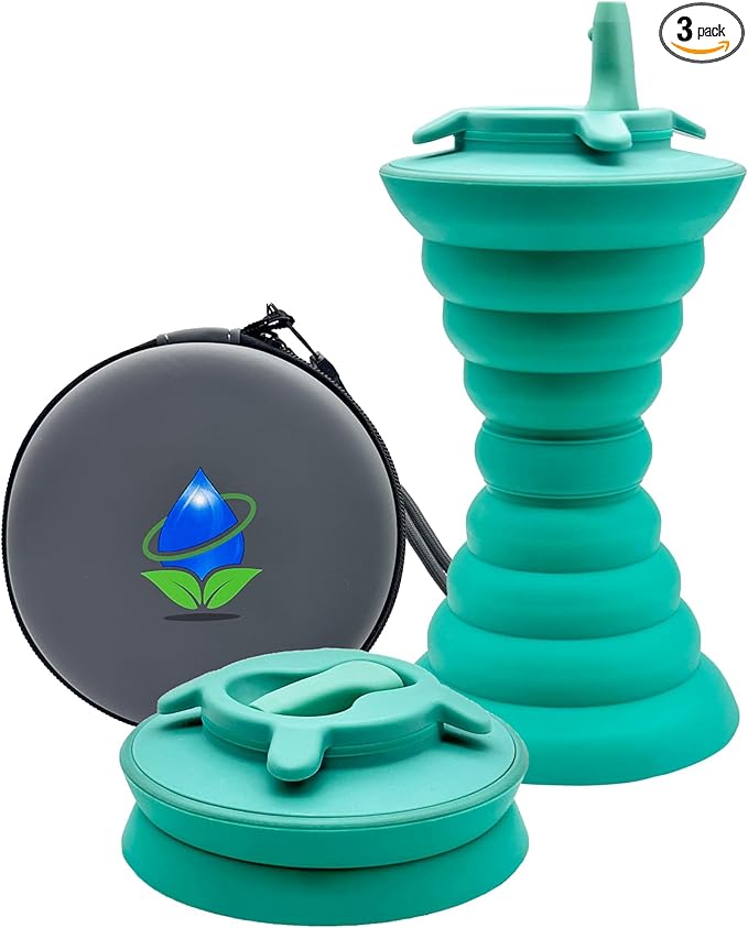 The Pocket Bidet® Teal Bundle: Portable Travel Bidet with Zip Case & Adjustable Neck Strap. Collapsible Design, Holds 500 ML, Easy to Spray, Flying Saucer Bidet for Men & Women, Fits in a Purse or Bag