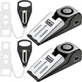Portable Door Lock + Door Stop Alarm Set – Travel Safety Kit for Hotel Rooms, Home, Dorms & Apartments – (Black, 2-Pack - 2 Locks + 2 Alarms)