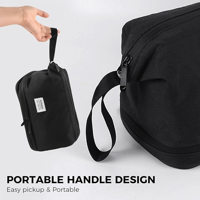 SINLAND Travel Toiletry Bag Water-resistant with Hanging Hook for Mens Large Packing with Waterproof Wet/Dry Compartment Travel Shower Bags Travel Toiletry Organizer Dopp Kit Shaving Bag