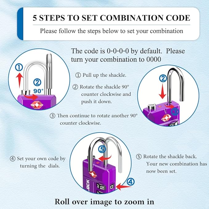 SURE LOCK TSA-Approved 4-Digit Resettable Combination Lock with Open Alert, Easy-Read Dials - for Luggage, School Lockers, Gym, Office, Toolbox & Security Cases (Dark Purple 2 Locks)