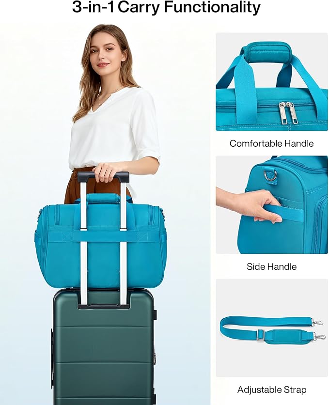 MILADA Underseat Carry On Luggage Bags for Travel Lightweight Foldable Carry On Bags for Airplanes Small Duffle Bag for Men Women TSA Approved Underseat Bag Travel Tote Bags, Caribbean Blue