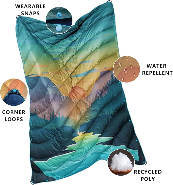 Camping Blanket,Lightweight Puffy Printed Camping Blanket Packable Outdoor Blanket for Camping,Traveling, Stadium, Hiking, Picnics